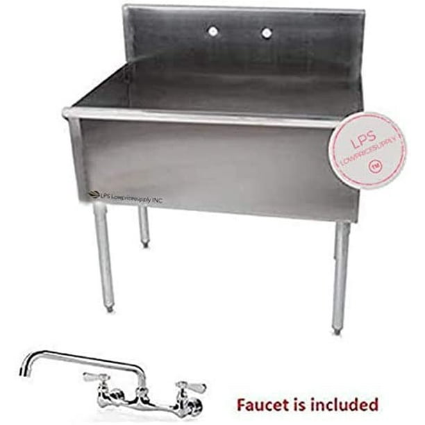 36" x 24" x 14" Stainless Steel 1 Compartment Commercial Prep Utility Sink Bowl 